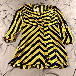 Gold and Blue striped dress, M, express